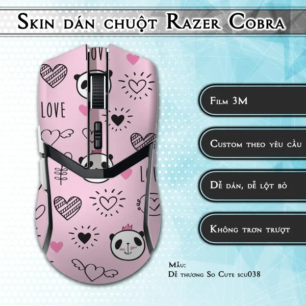 Skin dán chuột Razer Cobra Pro mẫu Dễ thương So Cute scu038
