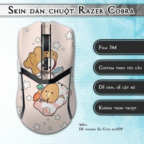 Skin dán chuột Razer Cobra Pro mẫu Dễ thương So Cute scu039