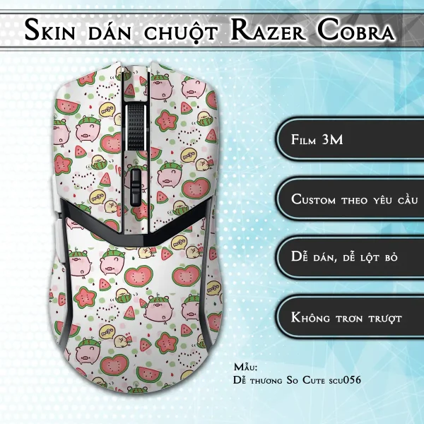 Skin dán chuột Razer Cobra Pro mẫu Dễ thương So Cute scu056