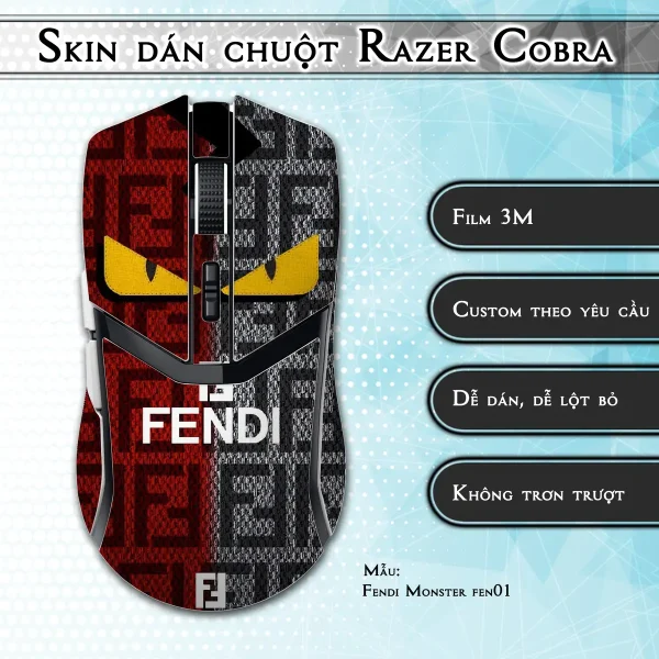 Skin dán chuột Razer Cobra Pro mẫu Fendi Monster fen01