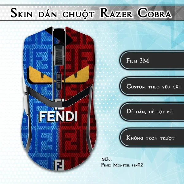Skin dán chuột Razer Cobra Pro mẫu Fendi Monster fen02