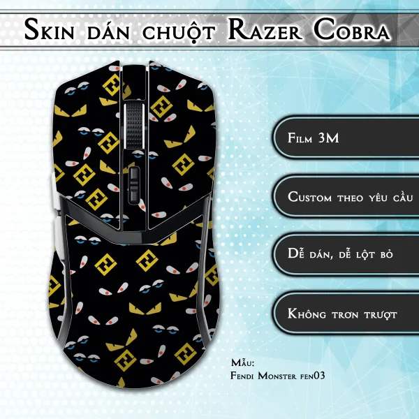 Skin dán chuột Razer Cobra Pro mẫu Fendi Monster fen03