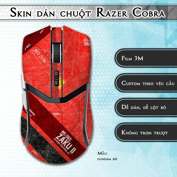 Skin dán chuột Razer Cobra Pro mẫu gundam đỏ