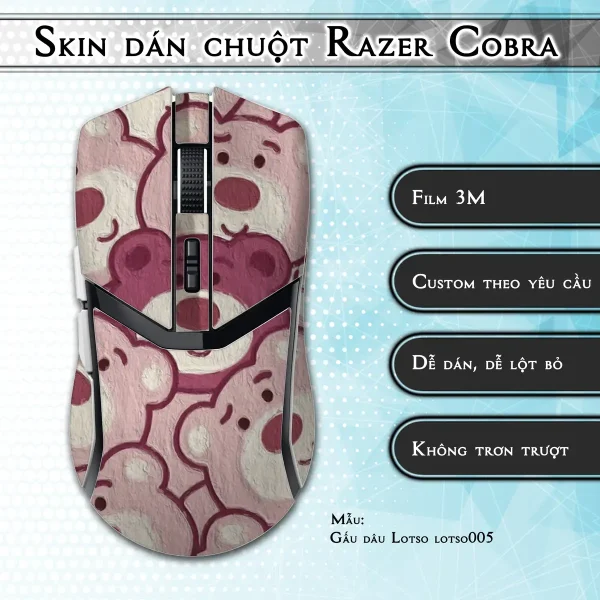 Skin dán chuột Razer Cobra Pro mẫu Gấu dâu Lotso lotso005