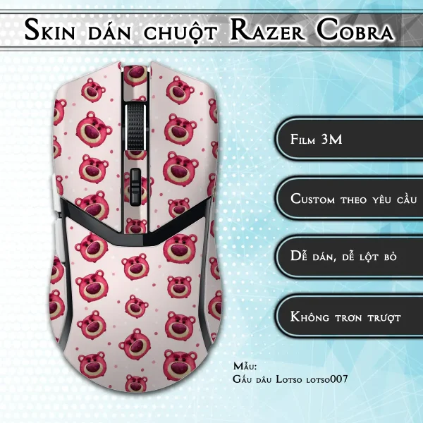 Skin dán chuột Razer Cobra Pro mẫu Gấu dâu Lotso lotso007