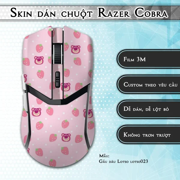 Skin dán chuột Razer Cobra Pro mẫu Gấu dâu Lotso lotso023