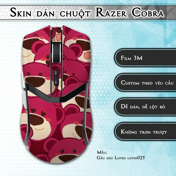 Skin dán chuột Razer Cobra Pro mẫu Gấu dâu Lotso lotso025