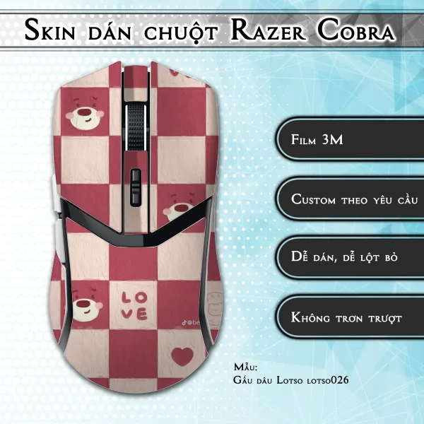 Skin dán chuột Razer Cobra Pro mẫu Gấu dâu Lotso lotso026