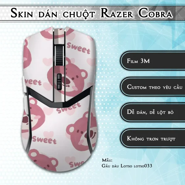 Skin dán chuột Razer Cobra Pro mẫu Gấu dâu Lotso lotso033