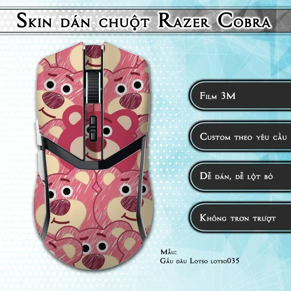 Skin dán chuột Razer Cobra Pro mẫu Gấu dâu Lotso lotso035