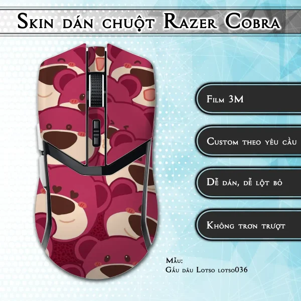 Skin dán chuột Razer Cobra Pro mẫu Gấu dâu Lotso lotso036