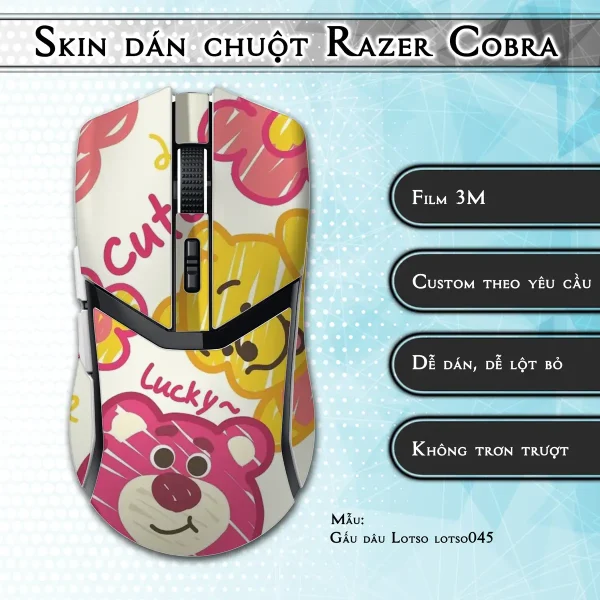 Skin dán chuột Razer Cobra Pro mẫu Gấu dâu Lotso lotso045