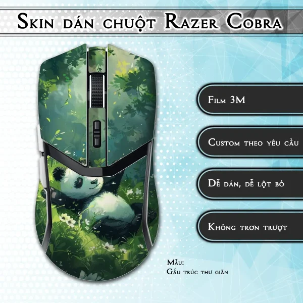 Skin dán chuột Razer Cobra Pro mẫu Gấu trúc thư giãn