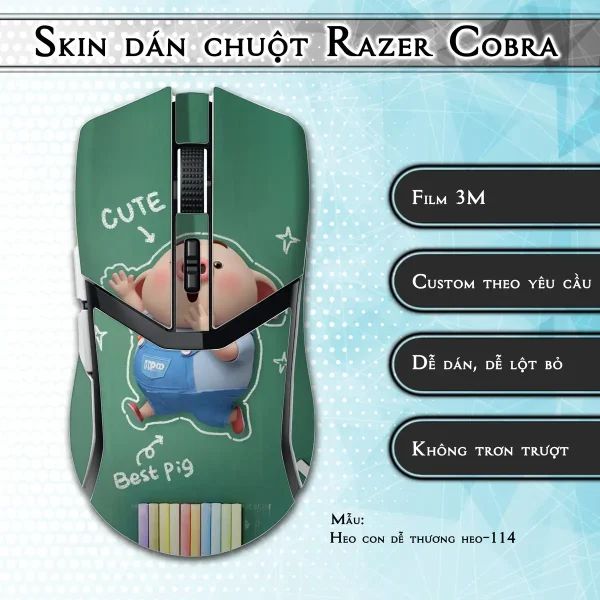Skin dán chuột Razer Cobra Pro mẫu Heo con dễ thương heo-114