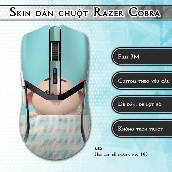 Skin dán chuột Razer Cobra Pro mẫu Heo con dễ thương heo-163