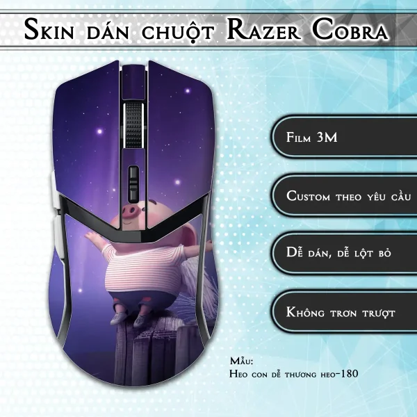 Skin dán chuột Razer Cobra Pro mẫu Heo con dễ thương heo-180