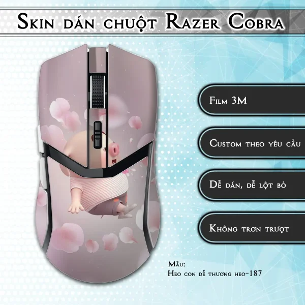 Skin dán chuột Razer Cobra Pro mẫu Heo con dễ thương heo-187