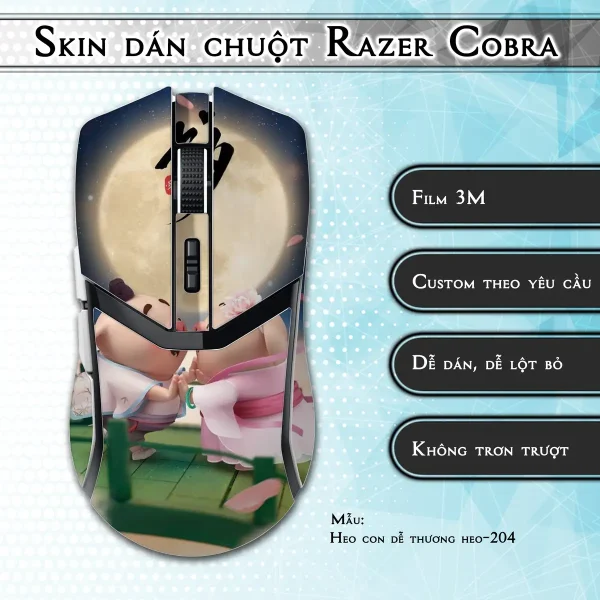Skin dán chuột Razer Cobra Pro mẫu Heo con dễ thương heo-204