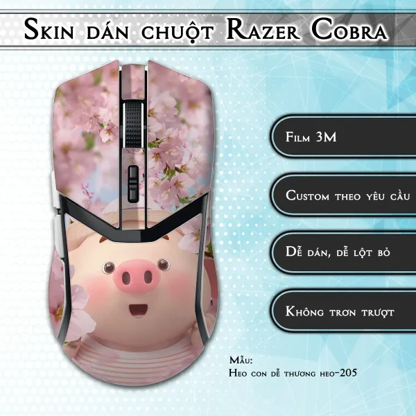 Skin dán chuột Razer Cobra Pro mẫu Heo con dễ thương heo-205
