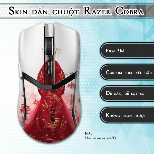 Skin dán chuột Razer Cobra Pro mẫu Hoa bỉ ngạn acp031