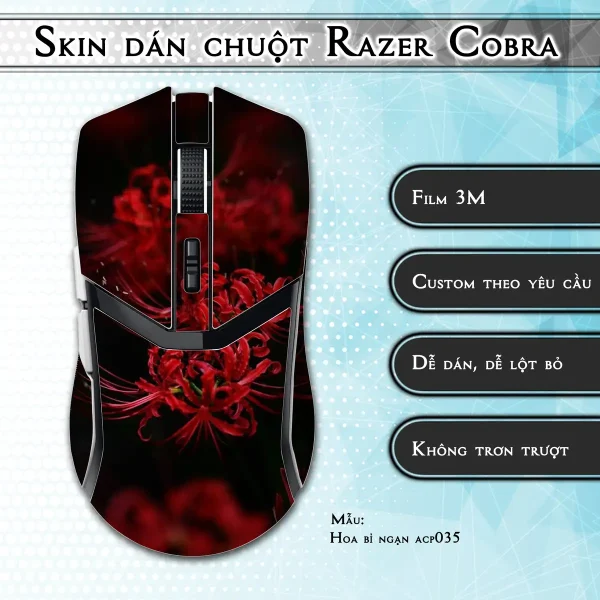 Skin dán chuột Razer Cobra Pro mẫu Hoa bỉ ngạn acp035