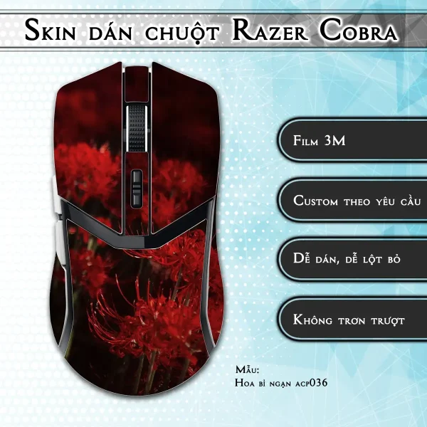 Skin dán chuột Razer Cobra Pro mẫu Hoa bỉ ngạn acp036