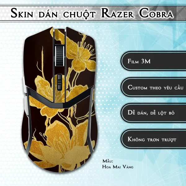 Skin dán chuột Razer Cobra Pro mẫu Hoa Mai Vàng
