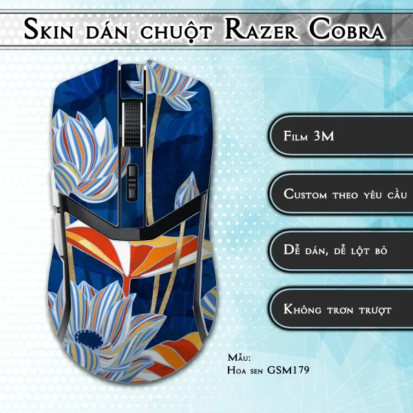 Skin dán chuột Razer Cobra Pro mẫu Hoa sen GSM179