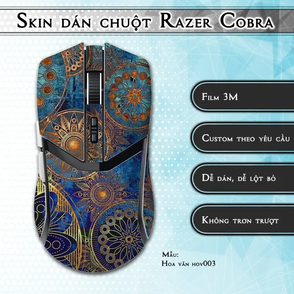 Skin dán chuột Razer Cobra Pro mẫu Hoa văn hov003