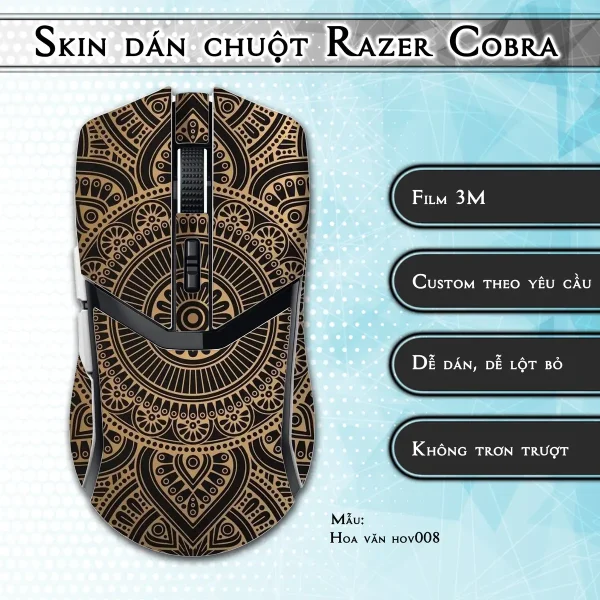 Skin dán chuột Razer Cobra Pro mẫu Hoa văn hov008