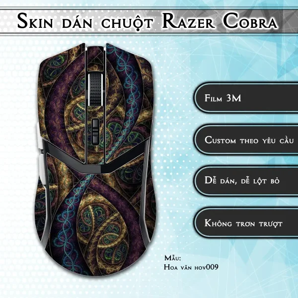 Skin dán chuột Razer Cobra Pro mẫu Hoa văn hov009