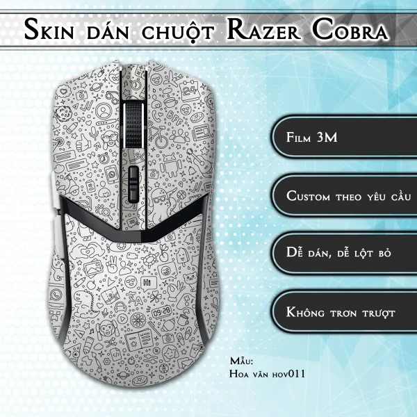 Skin dán chuột Razer Cobra Pro mẫu Hoa văn hov011