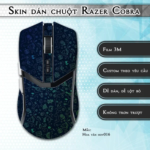 Skin dán chuột Razer Cobra Pro mẫu Hoa văn hov016
