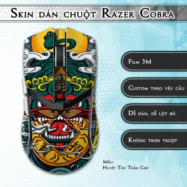 Skin dán chuột Razer Cobra Pro mẫu Huyết Thú Thần Chú