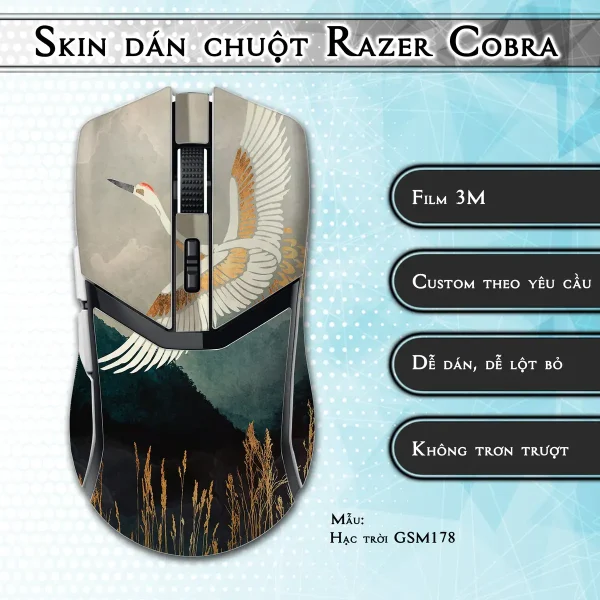 Skin dán chuột Razer Cobra Pro mẫu Hạc trời GSM178