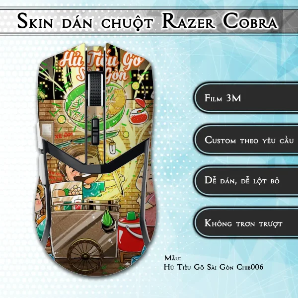 Skin dán chuột Razer Cobra Pro mẫu Hủ Tiếu Gõ Sài Gòn Chib006