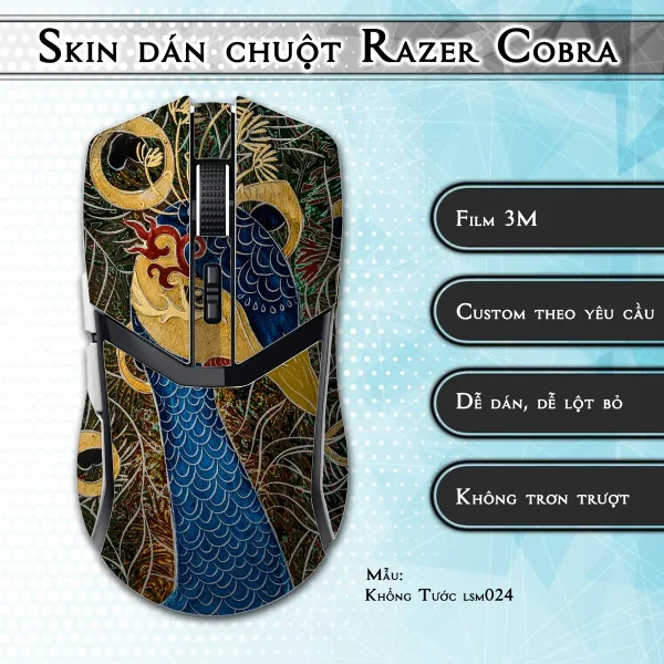 Skin dán chuột Razer Cobra Pro mẫu Khổng Tước lsm024