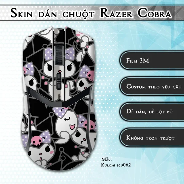 Skin dán chuột Razer Cobra Pro mẫu Kuromi scu062