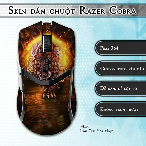 Skin dán chuột Razer Cobra Pro mẫu Linh Thú Hỏa Ngục