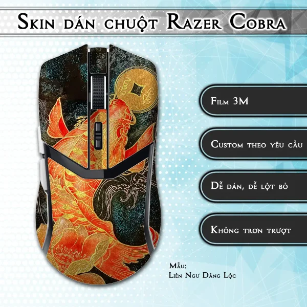 Skin dán chuột Razer Cobra Pro mẫu Liên Ngư Dâng Lộc