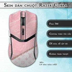 Skin dán chuột Razer Cobra Pro mẫu LV hồng trắng lv021