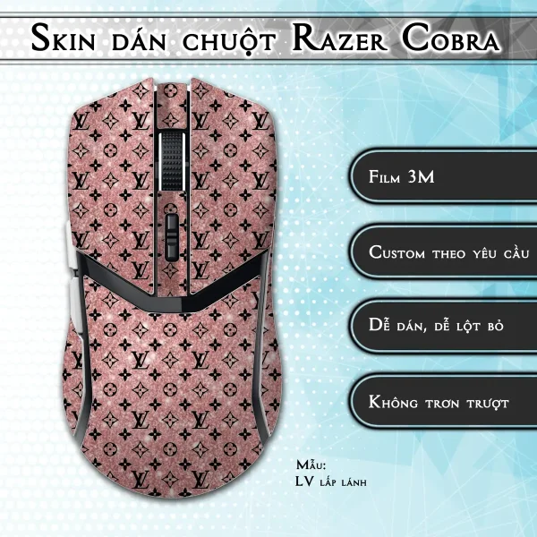 Skin dán chuột Razer Cobra Pro mẫu LV lấp lánh
