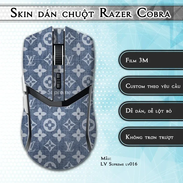 Skin dán chuột Razer Cobra Pro mẫu LV Supreme lv016