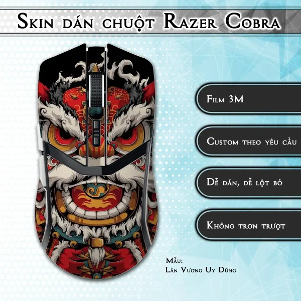 Skin dán chuột Razer Cobra Pro mẫu Lân Vương Uy Dũng