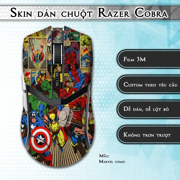 Skin dán chuột Razer Cobra Pro mẫu Marvel comic