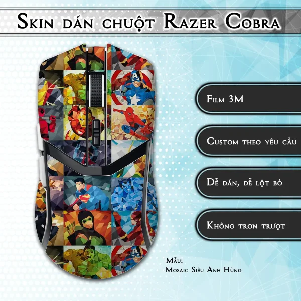 Skin dán chuột Razer Cobra Pro mẫu Mosaic Siêu Anh Hùng