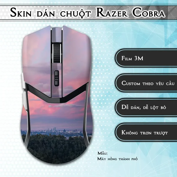 Skin dán chuột Razer Cobra Pro mẫu Mây hồng thành phố