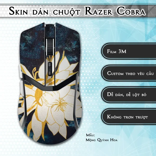 Skin dán chuột Razer Cobra Pro mẫu Mộng Quỳnh Hoa