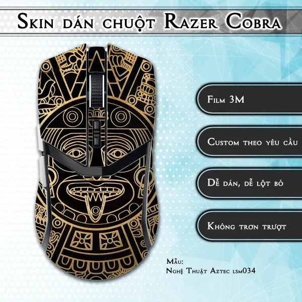 Skin dán chuột Razer Cobra Pro mẫu Nghệ Thuật Aztec lsm034