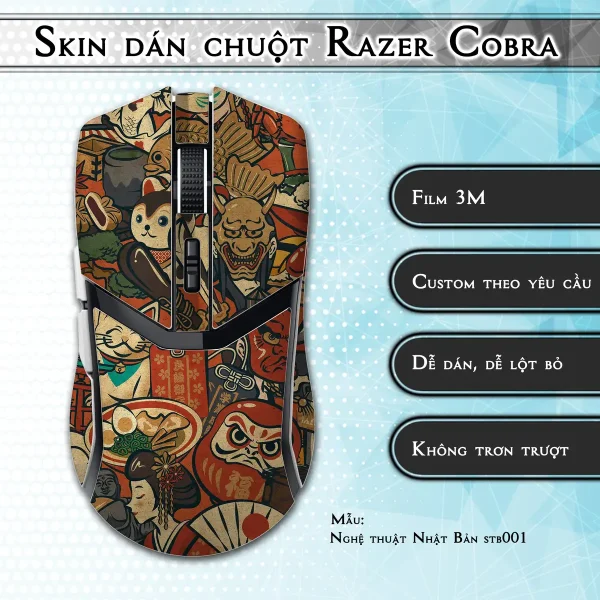 Skin dán chuột Razer Cobra Pro mẫu Nghệ thuật Nhật Bản stb001